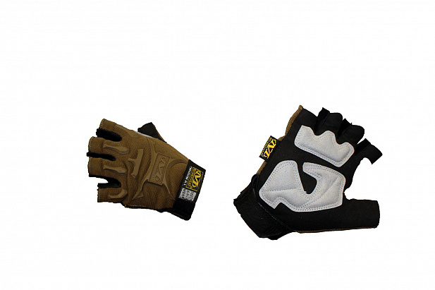 Перчатки Mechanix Wear койот с желтой вст., без пальцев